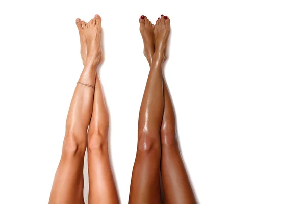 Group Beautiful Smooth Light Dark Women Legs Laser Hair Removal — Zdjęcie stockowe