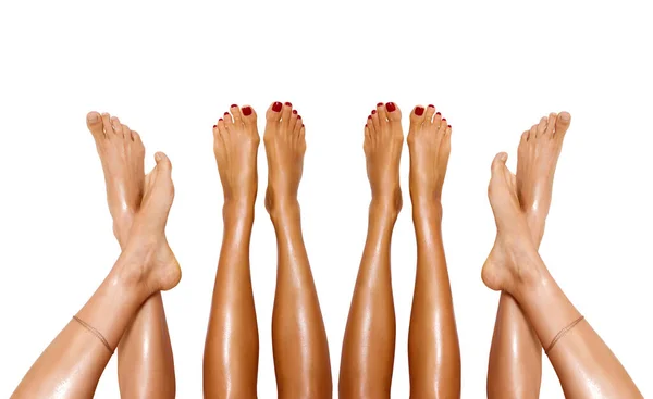 Group Beautiful Smooth Women Legs Laser Hair Removal Treatment Technology — Stockfoto