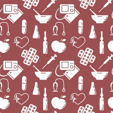 Tıbbî desensiz Vektör Çizimi Kardiyogram Tonometre Basınç Ölçüm Hapları Havan Ampul Flaş Şırınga Kalp Atışı İlacı, Eczane elemanları Teşhis Kliniği