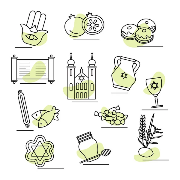 Ilustração Vetor Símbolo Judaico Tradicional Israel Judaísmo Religioso Feliz Feriado —  Vetores de Stock