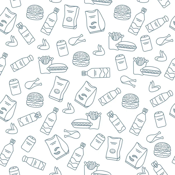 Vector Alimentación Patrón Inconsútil Ilustración Cocina Comida Rápida Snack Picnic — Archivo Imágenes Vectoriales
