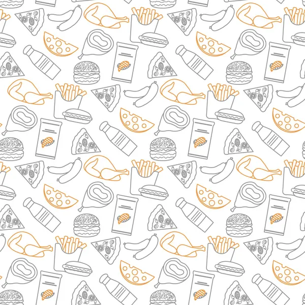 Vector Alimentación Patrón Inconsútil Ilustración Cocina Comida Rápida Snack Picnic — Archivo Imágenes Vectoriales