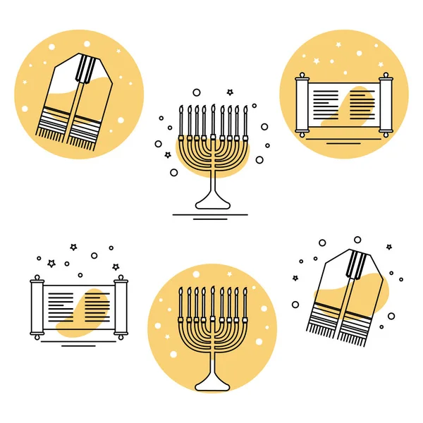 Εικονογράφηση Διάνυσμα Torah Menorah Tallit Ισραήλ Ιουδαϊσμός Θρησκευτικές Καλές Γιορτές — Διανυσματικό Αρχείο