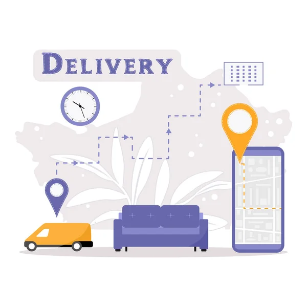 Vector Illustration Delivery Company Service Furniture Transportation Moving Concept Зміна — стоковий вектор