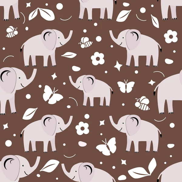 Vida Silvestre África Naturaleza Patrón Sin Costuras Elefante Animal Africano — Vector de stock