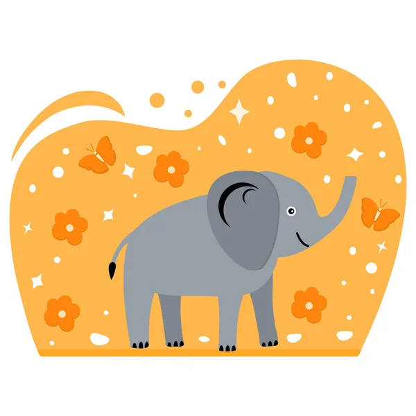 病媒是非洲动物微笑大象的例证 野生动物非洲亚洲大自然Safari Zoo Savanna Childish绘图 — 图库矢量图片