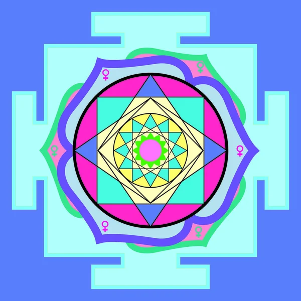 Patrón Circular Formas Geométricas Colores Marco Redondo Mandala Vector — Vector de stock