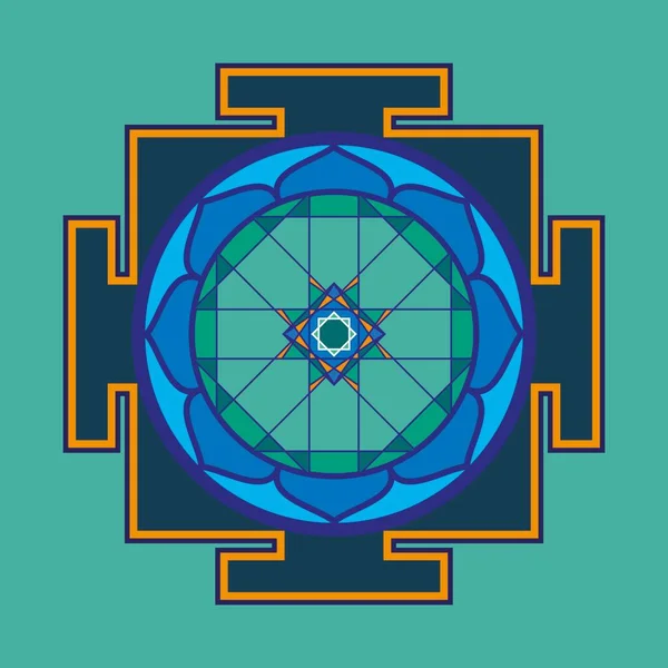 Kreisförmige Muster Farbenfroher Geometrischer Formen Runder Rahmen Mandala Vektor — Stockvektor