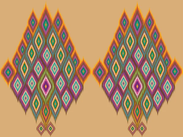 Örnekler etnik oryantal ikat desenleri. Arka plan için geleneksel tasarım. Duvar kağıdı Batik kumaş kabile resmi nakış tarzı. 
