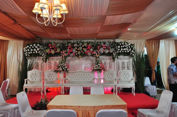 Wedding Decoration Venue Gold White Theme — Stock Photo, Image