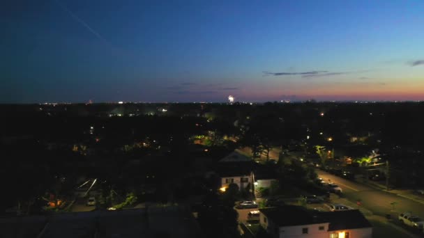 Aerial Night View Fireworks Going Neighborhood Canarsie Brooklyn Canarsie Working — 비디오