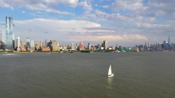 Videon Visar Vacker Utsikt Över Manhattans Västra Sida Från Jersey — Stockvideo