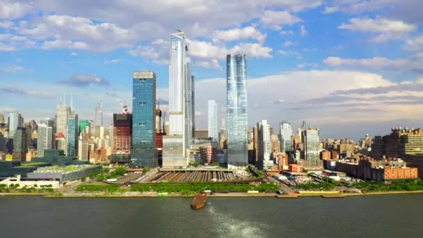 Videó Gyönyörű Légi Felvételeket Mutat Manhattan Nyugati Oldaláról Jersey Cityből — Stock videók