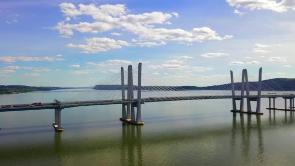 Este Vídeo Mostra Vistas Nova Ponte Tappan Zee Sobre Rio — Vídeo de Stock