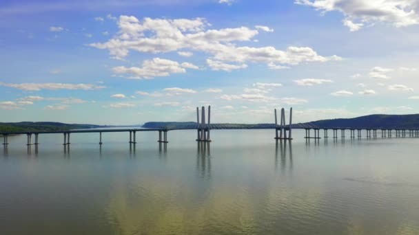 Este Vídeo Mostra Vistas Nova Ponte Tappan Zee Sobre Rio — Vídeo de Stock