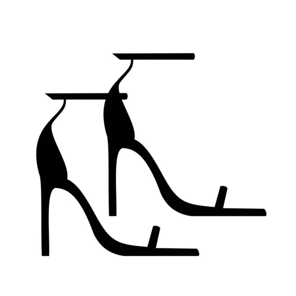 Pair Black Stylish Female Shoes High Heels Sandal Icon Vector — 스톡 벡터