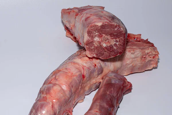 Stukken Kalkoenhals Met Bot Biologisch Kalkoenvlees Met Groenten — Stockfoto