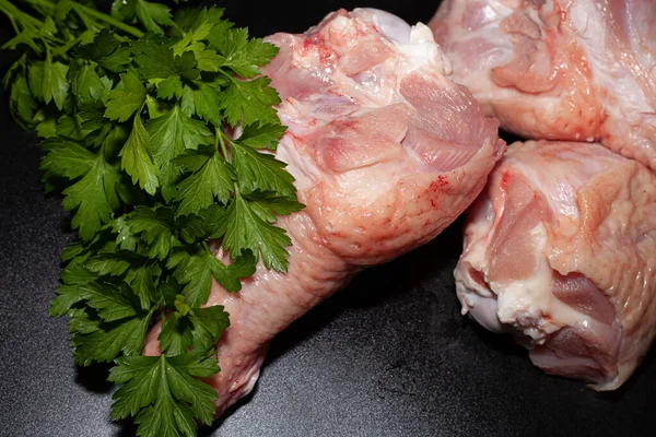 Des Pilons Dinde Avec Peau Viande Dinde Biologique Aux Légumes — Photo