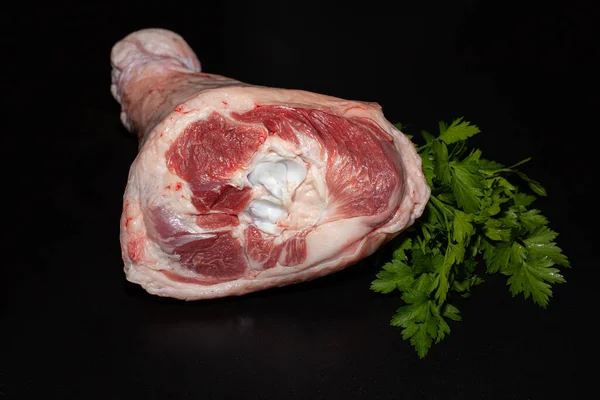 Turkey Drumsticks Skin Organic Turkey Meat Greens — Stock Photo, Image