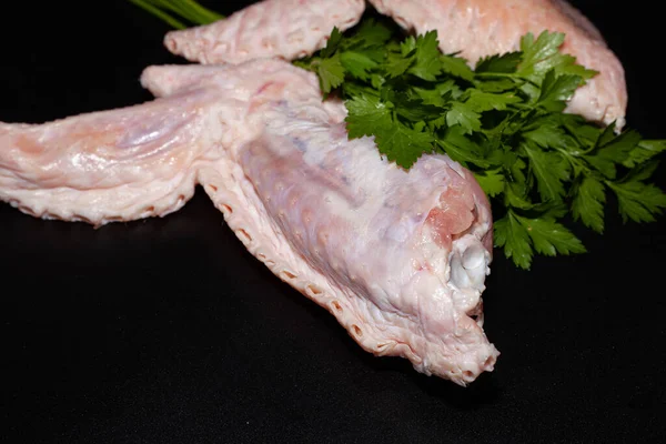 Delicious Turkey Wings Organic Turkey Meat Greens — Stock Photo, Image