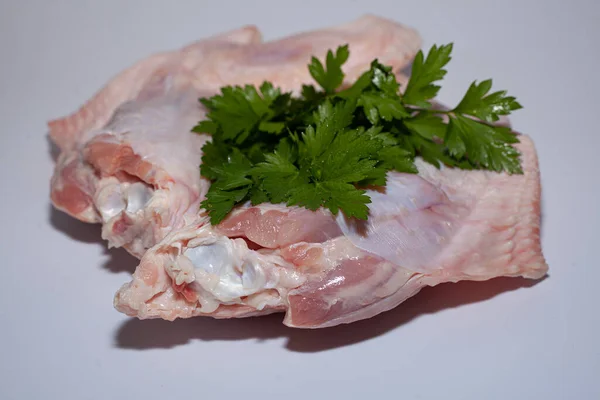 Delicious Turkey Wings Organic Turkey Meat Greens — Stock Photo, Image