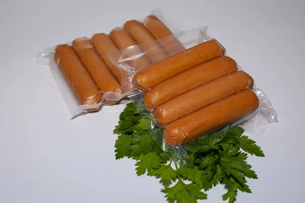 Salsichas Peru Embalagens Alimentos Produtos Base Carne Aves — Fotografia de Stock