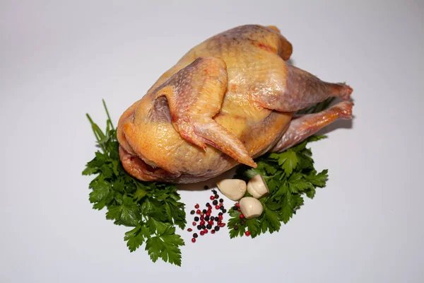 Viande Pintade Avec Légumes Verts Épices Viande Pintade Bio Délicieuse — Photo