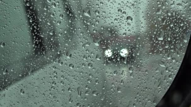 Condução Carro Pára Brisa Com Gotas Chuva — Vídeo de Stock