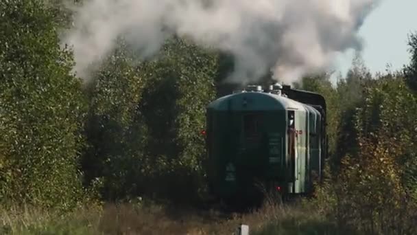 Eski Tren Raylarda Seyahat Eder Letonya Daki Tarihi Tren — Stok video