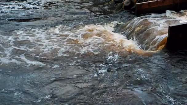Nehrin Karanlık Suları Sonbahar Yağmurunun Karanlık Suları Nehirleri Sular Altında — Stok video