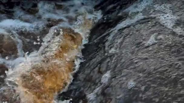 川の暗い水 秋の雨の暗い水が川を氾濫させる 大雨による雨季の道路洪水 — ストック動画
