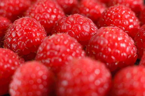 Stack Delicious Cleaned Raspberries Sweet Raspberries Grown Garden — Stock Photo, Image