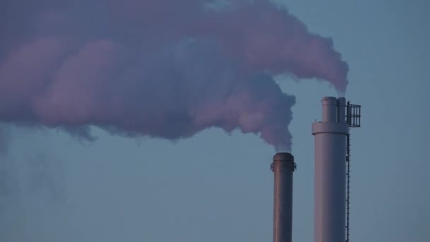Χειμερινή Καμινάδα Βαρύ Καπνό Βιομηχανική Ρύπανση Εργοστασίων Καυσαέρια Καπνοδόχων Βιομηχανική — Αρχείο Βίντεο