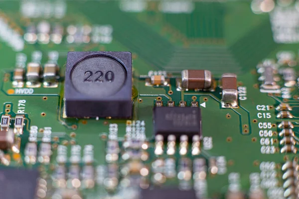 Elektronisch Bord Met Radio Onderdelen Chip Processor Van Elektronisch Apparaat — Stockfoto