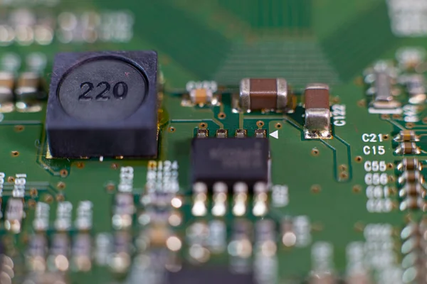 Elektronisch Bord Met Radio Onderdelen Chip Processor Van Elektronisch Apparaat — Stockfoto