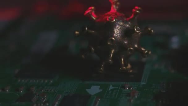 Cpu Virus Een Elektronisch Bord Kunstmatige Intelligentie Bedreigd Een Boos — Stockvideo