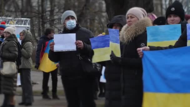 Manifestation Populaire Contre Attaque Russe Contre Ukraine Près Ambassade Russie — Vidéo gratuite