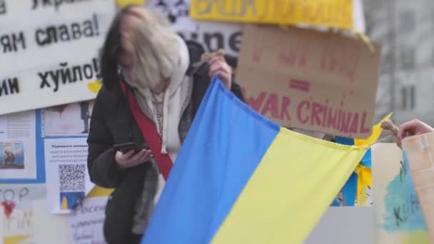 Manifestation Populaire Contre Attaque Russe Contre Ukraine Près Ambassade Russie — Video