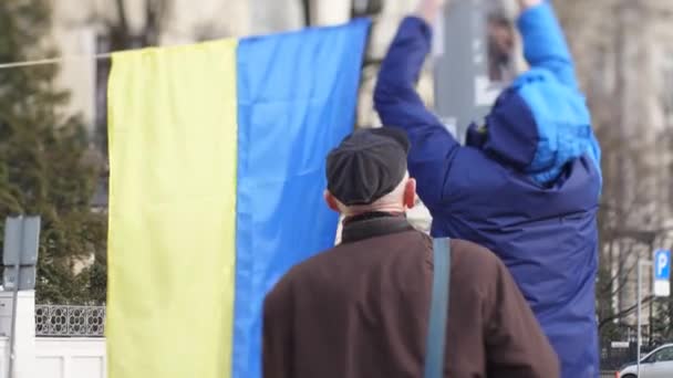 Manifestation Populaire Contre Attaque Russe Contre Ukraine Près Ambassade Russie — Video