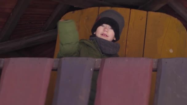 Enfant Jouait Dans Maison Sur Arbre Cabane Dans Les Arbres — Video