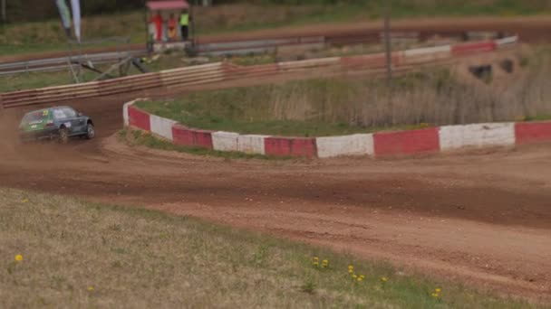 Coche Buggy Competición Una Pista Tierra Luchando Por Primer Lugar — Vídeos de Stock