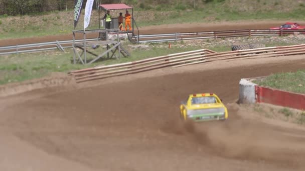 Autó Buggy Verseny Kavicsos Pályán Harcol Első Helyen Részt Vesz — Stock videók