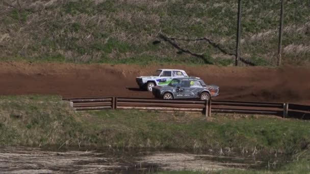 Coche Buggy Competición Una Pista Tierra Luchando Por Primer Lugar — Vídeos de Stock