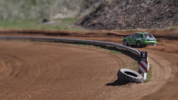 Coche Buggy Competición Una Pista Tierra Luchando Por Primer Lugar — Vídeos de Stock