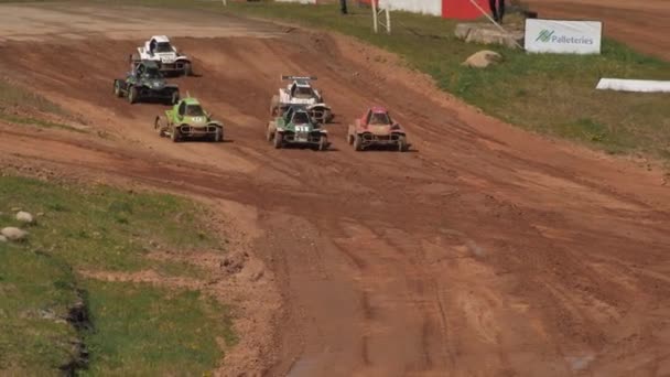 Coche Buggy Competición Una Pista Tierra Luchando Por Primer Lugar — Vídeos de Stock