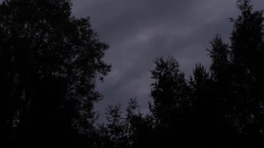 Küçük bulutlu korkunç ışık bulutları. Korku filmi rimel ışığı. Gizli dramatik sis havası. Seçici yumuşak odaklanma. Aylı ve bulutlu sisli bir resim