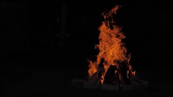 Fire Flame Black Background Flame Fire Dances Darkness Soft Cinematic — ストック動画