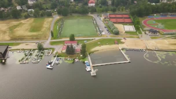 Vilande Sports Fields Lake Training Place Athletes Away City — 图库视频影像
