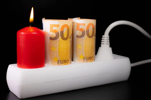 Αύξηση Των Τιμών Ενέργειας Κάψιμο Κεριών Τραπεζογραμμάτιο Ευρώ Αύξηση Των — Φωτογραφία Αρχείου