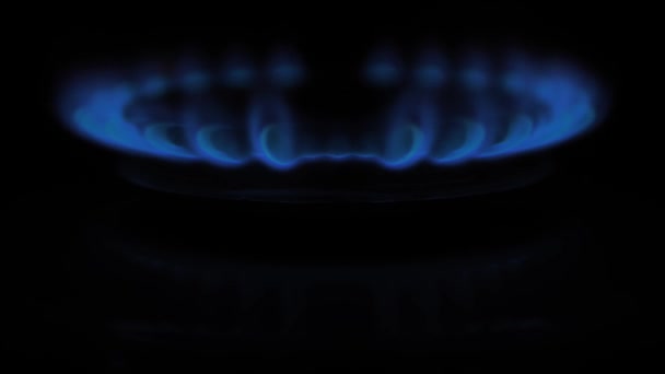 Газ Горит Синим Пламенем Газовый Кризис Всему Миру Выборочный Фокус — стоковое видео